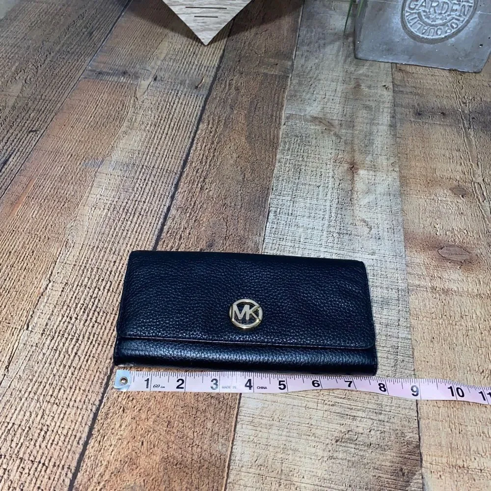 Michael Kors Purse / Purse Fulton Flap Continental Leather Black